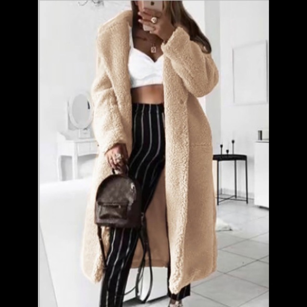 BASIC TURNDOWN COLLAR LIGHT KHAKI WOOL COAT NWOT